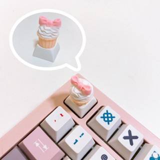 พร้อมส่ง!! Keycap/คีย์แคป คัพเค้กโบว์ชมพู