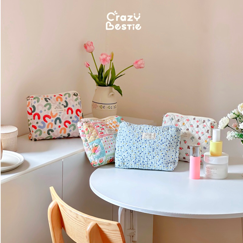 Crazy Bestie🍒กระเป๋าผ้าใส่เครื่องสำอางใบใหญ่ (CB04)