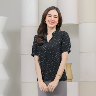 HISOLOVE [ผ้าเกาหลี] เสื้อคอจีน แขนจั๊ม เสื้อยับยาก ใส่ทำงานสมัครงาน