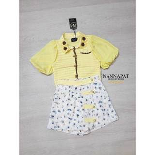 NANNAPAT:Setตัวเสื้อเป็นผ้าถักนุ่มๆ+ตัวกางเกงกระโปรง(*สอบถามสต๊อกก่อนกดสั่งน๊า)