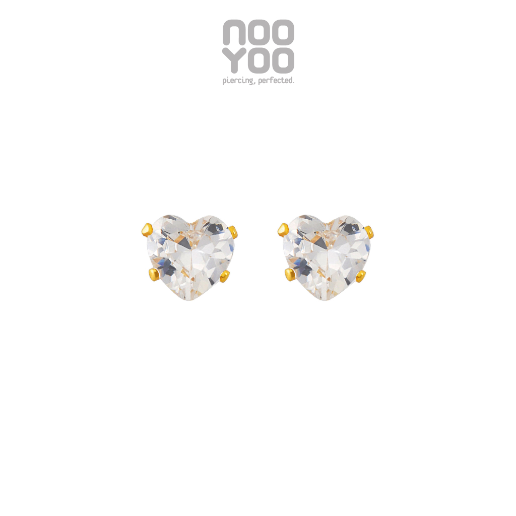 NooYoo ต่างหูสำหรับผิวแพ้ง่าย Cubic Zirconia 5x5 mm Heart