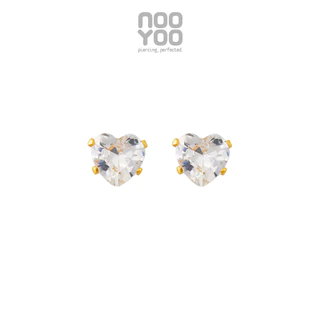 NooYoo ต่างหูสำหรับผิวแพ้ง่าย Cubic Zirconia 5x5 mm Heart