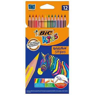 BIC Kids ดินสอสีไม้แบบลาย Evolution Stripes 12 สี