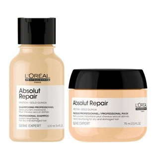 Loreal Absolut Repair Shampoo 100ml  /Mask 75ml สำหรับฟื้นฟูบำรุงผมแห้งเสียมาก