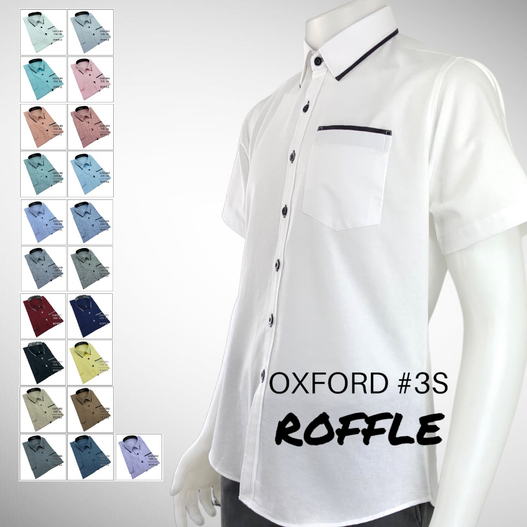 เสื้อเชิ้ตคอปก กุ๊นปก ผ้าอ๊อกฟอร์ด เข้ารูป แขนสั้น M-3XL  (2/2)