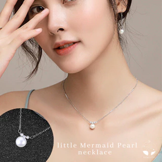 MNL💗สร้อยคอจี้ไข่มุก Little Mermaid Pearl สไตล์มินิมอล เครื่องประดับผู้หญิง แฟชั่น เงินแท้ ไม่ลอกดำ แบบเซ็ท วันเกิด