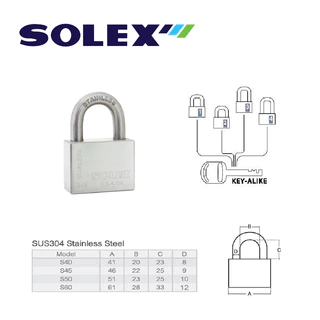 SOLEX KEY ALIKE 3:1 แสตนเลส กุญแจคล้องระบบลูกปืน