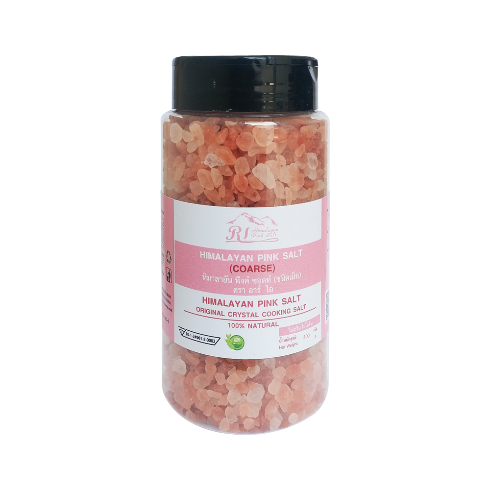 เกลือหิมาลายัน พิงค์ ซอลท์ 400 กรัม ตรา อาร์ ไอ (ชนิดเม็ด 2-5 mm.) มี อย.ของแท้นำเข้า