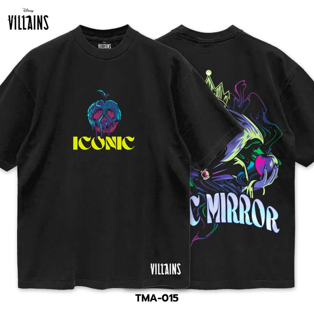 Power 7 Shop เสื้อยืดการ์ตูน ลาย "The Evil Queen" คอลเลคชั่น "Disney Villains" งานวินเทจฟอกเฟด-สีเทา (TMA-015)