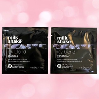 Milk Shake Icy Blond Shampoo &amp; Conditioner แชมพู + ครีมนวด สำหรับทำสีบลอนด์ ลดไรเหลือง ส้ม ในเส้นผม ปริมาณซองละ 10 มล.