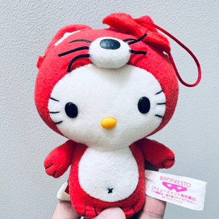 พวงกุญแจ ตุ๊กตา คิตตี้ มาสคอต ก๋วยเตี๋ยว Sanrio 2003 Maru-chan Red Noodle Hello Kitty Plush ป้าย Banpresto ราคาสูง