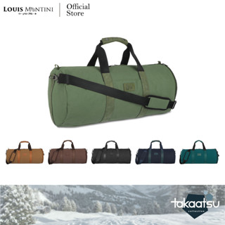 Louis Montini Round Duffel Bag กระเป๋าเดินทาง ทรงกระบอก กระเป๋าผ้าแคนวาส Overnight Travel Bag BC02