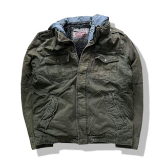 LEVIS Olive Green Hooded Trucker Jacket(XL) รอบอก 54”