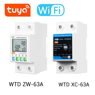 Tuya 2P 63A เบรคเกอร์ WFI มิเตอร์ไฟฟ้า ปิดอัตโนมัติ แบบเติมเงินสมาร์ทมิเตอร์ป้องกันการรั่วไหล ป้องกันกระแสเกิน