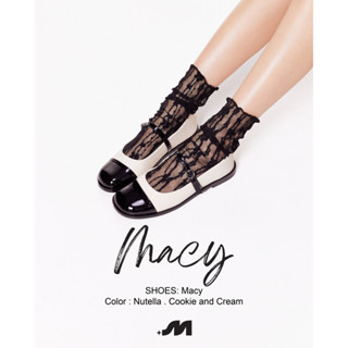 (ลด 45 Code: MARSH999 ) Macy รองเท้าคัทชูหนัง pu ผสมหนังแก้ว