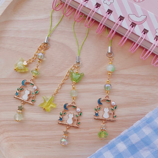 ｡✿*ﾟ Phone Strap ･✿.｡ สายคล้องมือถือพลอยและหินนำโชค โทนสีเขียว | Chanis Store