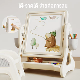 LionToys โต๊ะตัวต่อ พร้อมตัวต่อ232ชิ้น+แปรงลบกระดาน+ปากกาสีรุ้ง+แม่หล็ก