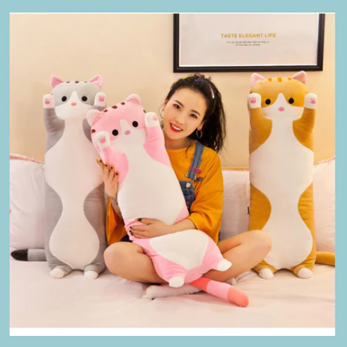 ตุ๊กตาหมอนข้างน้องแมวน้อย 55CM 70CM 90CM 110CM ผ้านุ่มน่ากอดสุดๆ เขียนการ์ดอวยพรได้