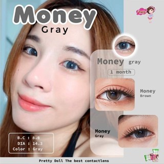 คอนแทคเลนส์ รุ่น Money สีเทา/ตาล Gray/Brown มีค่าสายตา (0.00)-(-7.50) เปลี่ยนแทนทุกเดือน