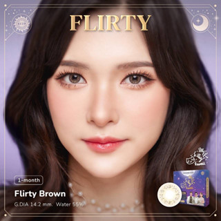 คอนแทคเลนส์ MTK &amp; Mootech (สีน้ำตาลสดใส FLIRTY BROWN)