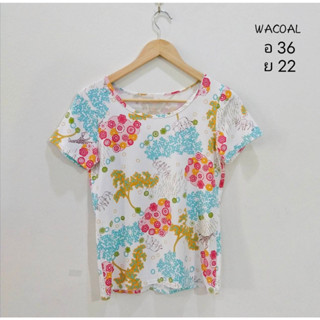 เสื้อผ้ายืด พิมพ์ลาย สีสดใส Brand Wacoal ผ้า cotton 100% size M อก 36 ยาว 22