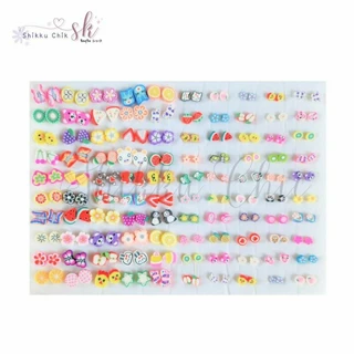 พร้อมส่ง ต่างหูแฟชั่น ต่างหูก้านพลาสติก คละลาย 36/100 คู่