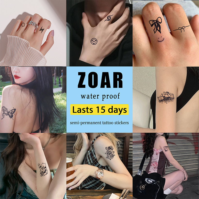 ZOAR พร้อมส่ง🚛O003 Magic tattooสติ๊กเกอร์รอยสักสมุนไพร กันน้ำ กันรอย ยาวนาน กึ่งถาวร แสดงสี เหมือนจร