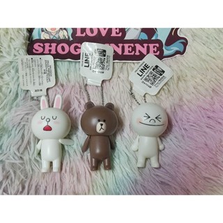 Line Friends แท้⭐Key chain mascot (character) Purapura figure mascot "GLOBAL MESSENGER LINE" MOON BROWN CONY น่ารัก⭐