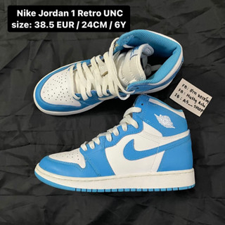 Nike Jordan 1 Retro UNC (38.5/24/6Y) Nike Jordan 1 มือสอง ,  Nike dunk low panda