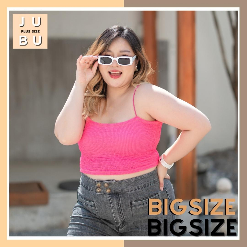 ส่งด่วน!🛵SALE! เสื้อครอปสายเดี่ยว(ไม่มีฟองน้ำ)สายสปาเก็ตตี้ ผ้าลอนมาม่า เสื้อสาวอวบ อก35-52นิ้ว# 509