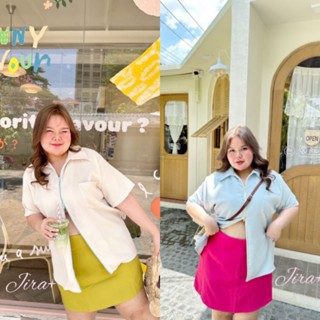 เสื้อซิปหน้าไซส์ใหญ่ ผ้างานนำเข้าใส่สบายไม่ร้อนแฟชั่นสาวอวบอ้วน