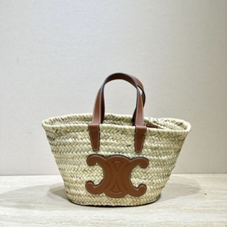 Celine TEEN TRIOMPHE CLASSIC PANIER IN PALM LEAVES AND CALFSKIN [เหลือใบ​สุดท้าย]​