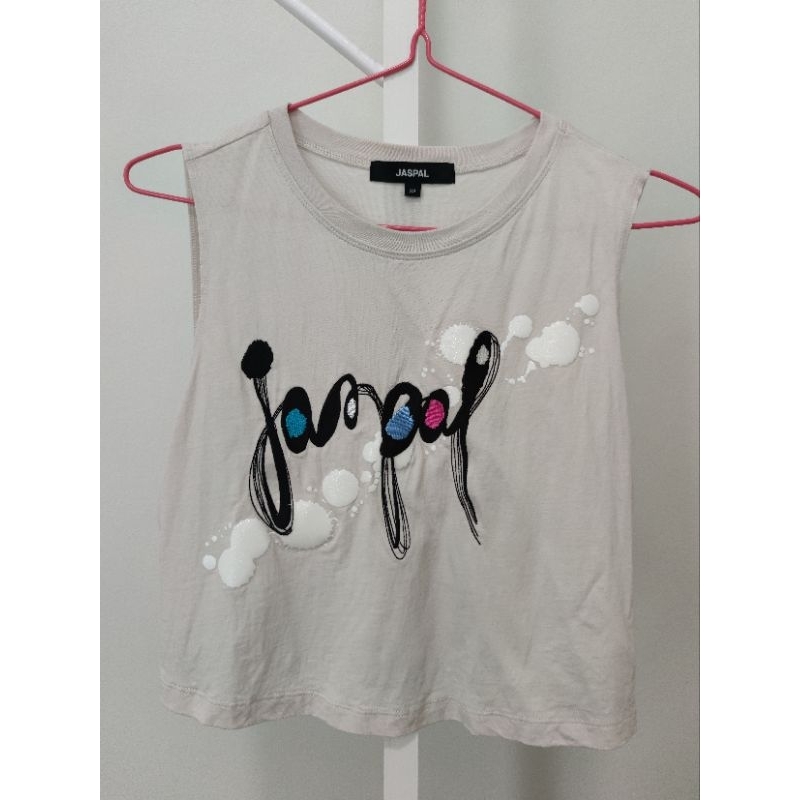 เสื้อยืดแขนกุดJASPALปักjaspalด้านหน้า