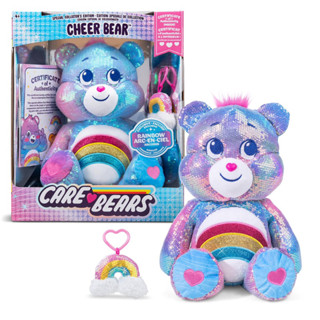 (ของแท้100%) Care Bears 14" Sequin Plush with Dangler - Cheer Bear