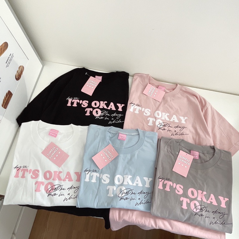 Sugarbeetshop | S290 Oversize IT’S OKAY TO เสื้อยืดโอเวอร์ไซต์ ผ้าคอตตอน