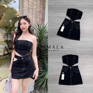 ❣️พร้อมส่ง📌 Pimala เซ็ทเสื้อเกาะอกทรงเก๋ชายเสื้อเว้าเคิฟเพิ่มความแซ่บ กับกระโปรงกางเกงแต่งเว้าเอว งานป้าย ชุดไปเที่ยว