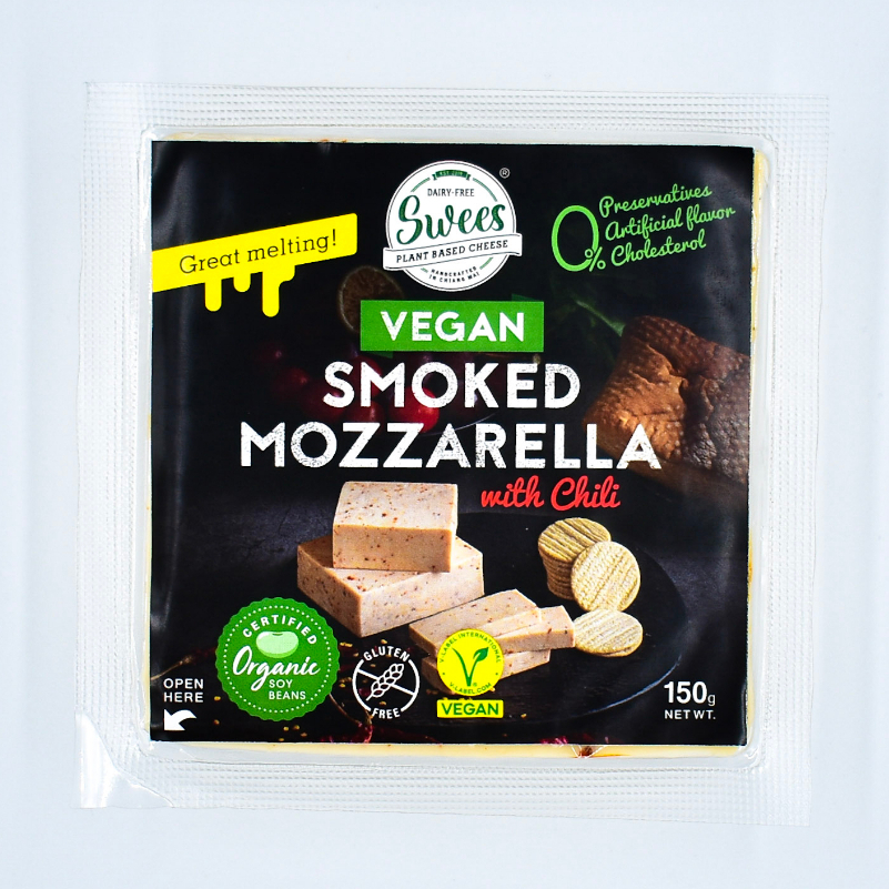 Swees Smoked Mozzarella with Chili 150g ชีสวีแกน (Cheese Vegan) Made from certified organic soy