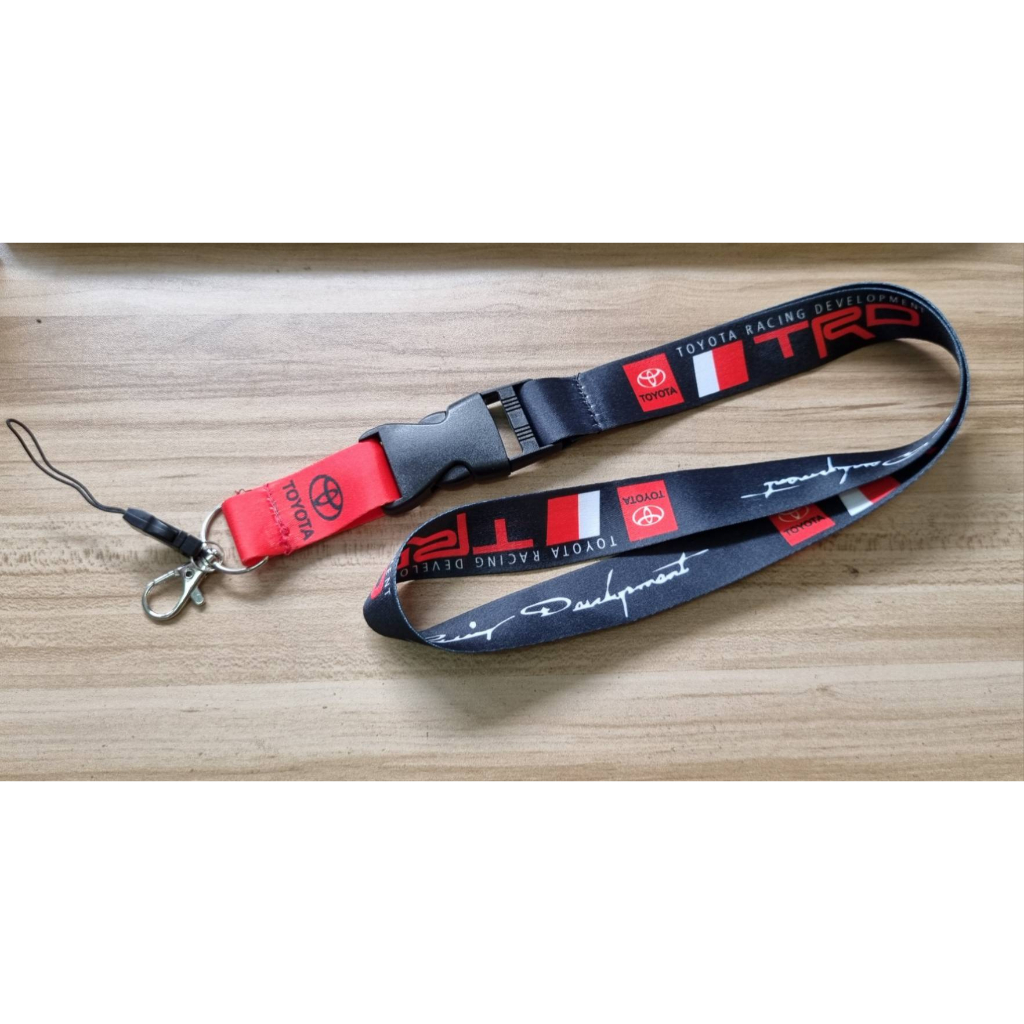 สายห้อยคอ แต่ง โตโยต้า ทีอาร์ดี ดำแดง TRD Logo Cellphone Lanyard JDM Toyota Racing Keychain ID Card 