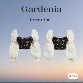 SE246 | GARDENIA เสื้อครอป ลายดอกไม้ แขนวิราโก