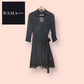 เดรส Dama collection ผ้าไหม 100% ไซด์ -  L   อก 36 เอว 34 สะโพก 40 ยาว 39 นิ้ว เดรสทรงสวยน่ารักไฮโซมาก ทรงไข้วสวย