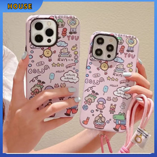 💲คูปองเคลม💲เคสไอโฟน case for iphone 11 12 จิตรกรแอนิเมชั่น พร้อมโซ่ เคส 15 14 13 12 11 pro max ป้องกันรอยขีดข่วน