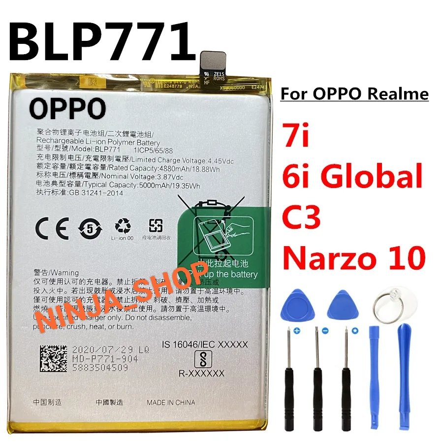 BLP771 แบตเตอรี่🔋 Oppo Realme 6i Global/ Realme 7i/ C3/ Narzo 10/ blp771 ความจุแบตเตอรี่ 5000mAh พร้