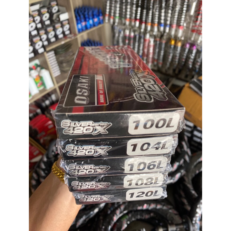 โซ่เลส ชุบโครเมี่ยม เงา osaki 420-100,104,106,108,120