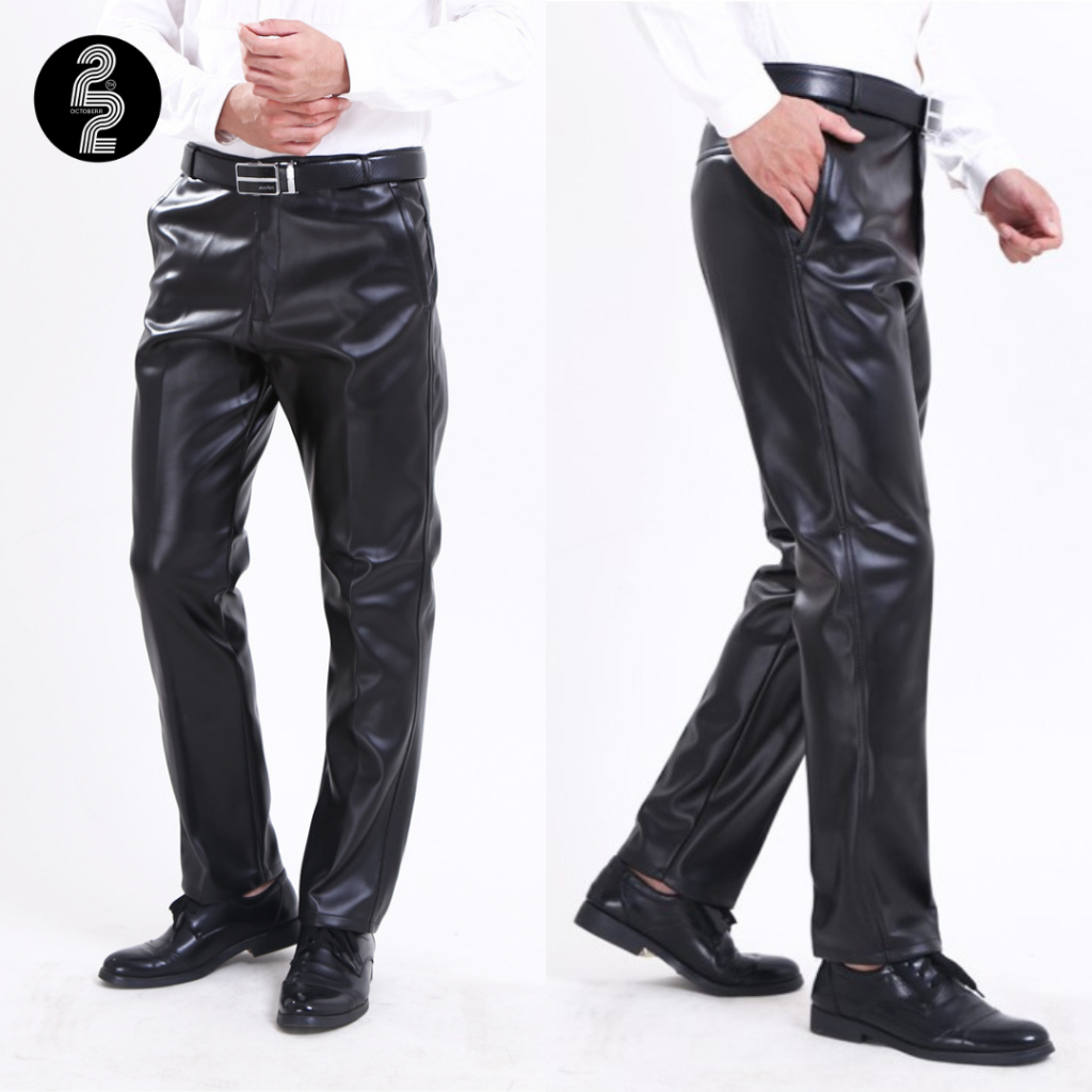 Pants 300 บาท KR607 กางเกงหนังเกาหลีกันน้ำหล่อเท่ห์สไตล์Retroย้อนยุคไม่เหมือนใครหนังเงามากก22thoctoberr Men Clothes