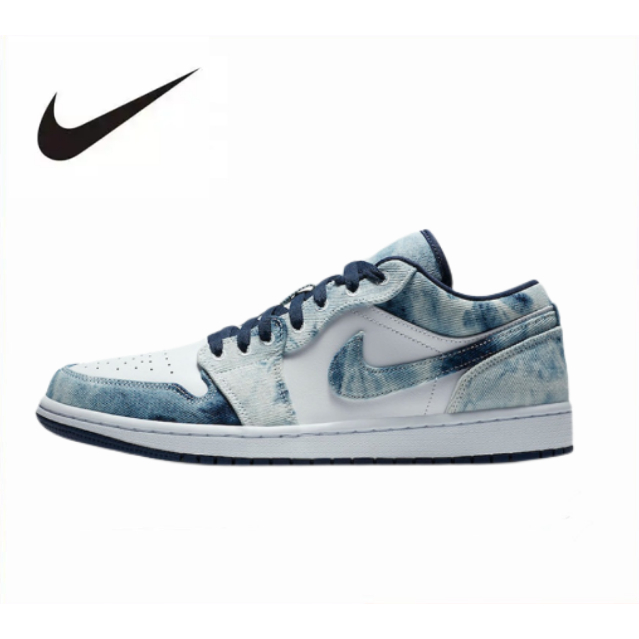 Nike Jordan Air Jordan 1 low se washed denim White blue (ของแท้100%)