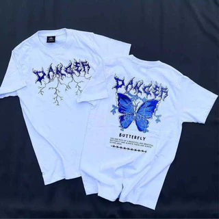 เสื้อยืดคู่รัก คอกลม แขนสั้น สกรีนลายหน้า-หลัง ลายผีเสื้อ ES16