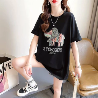 ใหม่ ES.SHOP28 เสื้อยืด แขนสั้น ลายช้าง ฮอตฮิต เสื้อยืดชายหญิง ES44