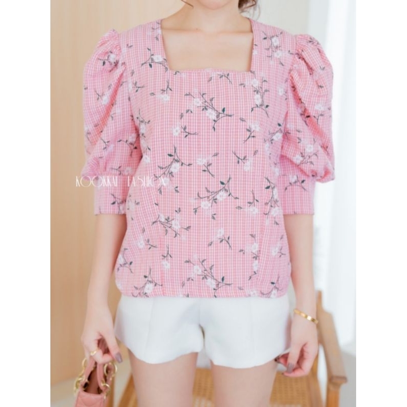 🌺🌸🌼SHIRT FLOWERS GIMMIC STYLE 🌺🌸🌼รุ่นเชิ๊ตคอวีกิมมิคสไตล์