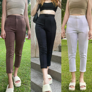 กางเกงขายาวผู้หญิง "S-XL" รุ่น7ส่วนตีเกล็ต (ผ้าฮานาโกะ)