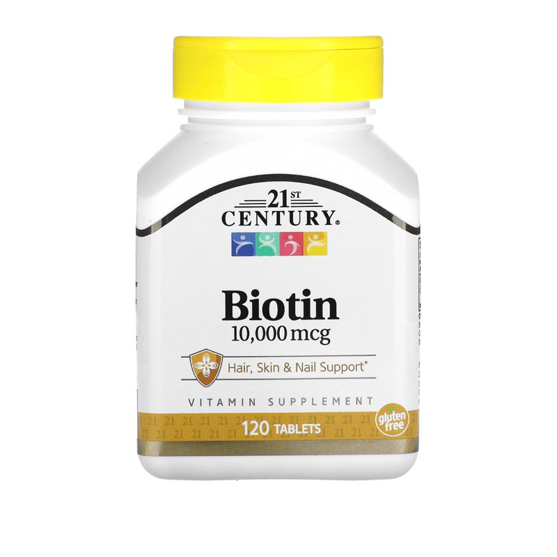 💐21st Century, Biotin 10000 mcg. 120 เม็ด EXP: 10/2025🌷ไบโอติน